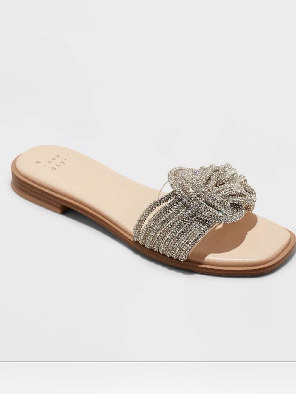a new day - Embellished Knot Slide Sandal - Silver - 8.5 - NEW